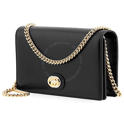 ladies rajah chain card case wallet in black