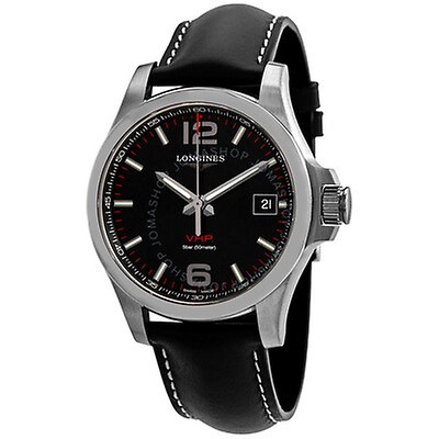 Longines Hydro Conquest Black Dial Red Bezel Stainless Steel Men's ...