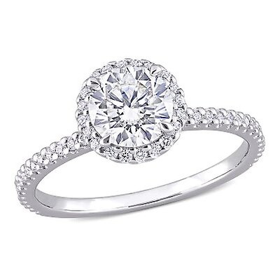 Amour 0.59 CT TGW Created White Sapphire Solitaire Ring 10k White Gold ...