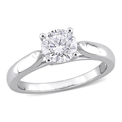 Amour 1/10 CT Princess Diamond TW Solitaire Ring 10k White Gold I2;I3 ...