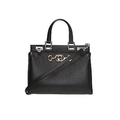 ladies zumi grainy leather medium top handle bag in black