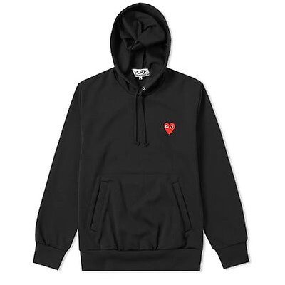 Comme Des Garcons Ladies Long-sleeve Embroidered Heart Logo Hoodie In ...