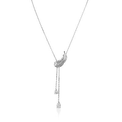 Swarovski Rhodium Plated Iconic Swan Pendant Necklace 5512095 - Ladies 