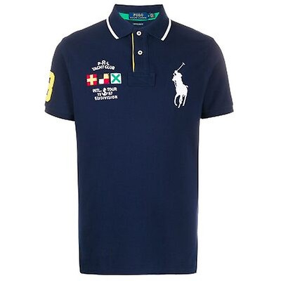 Polo Ralph Lauren Men's Navy Custom Slim-Fit Mesh Polo Logo Shirt ...