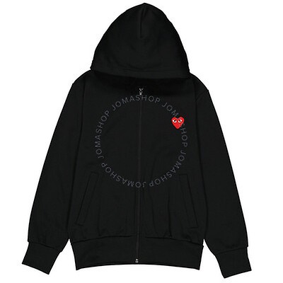 Comme Des Garcons Ladies Long-sleeve Embroidered Heart Logo Hoodie In ...