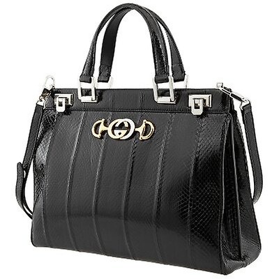ladies zumi grainy leather medium top handle bag in black