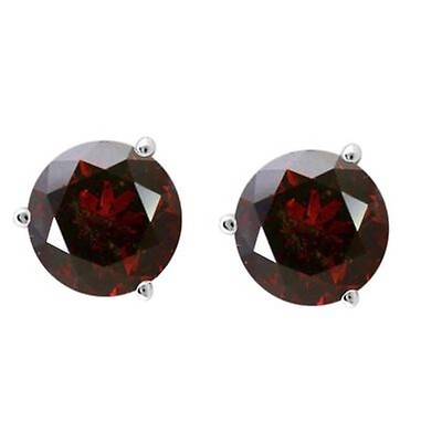 Martini Round Cut Ruby 14k Yellow Gold Over Sterling Silver Stud Earrings New 