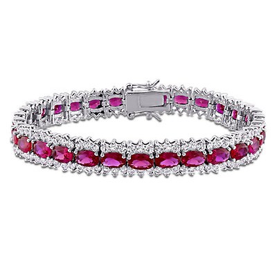 Amour Rose Silver 14 1/4 CT TGW Created White Sapphire Tennis Bracelet ...