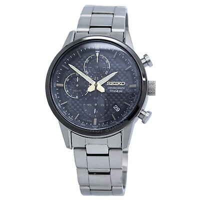 Seiko Chronograph Quartz Black Dial Black Titanium Men's Watch SSB393 ...