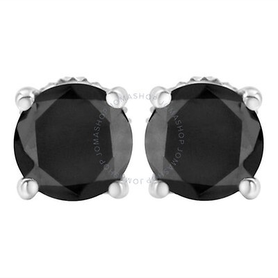 0.50ctw Black Diamond Round Stud Earrings 925 Sterling Silver