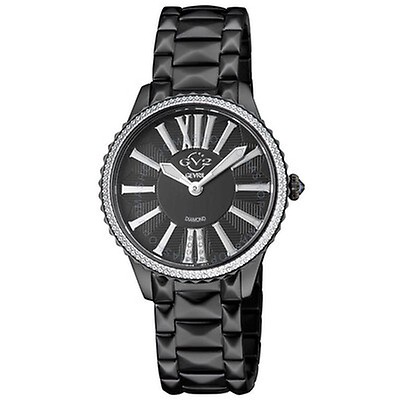 Gv2 By Gevril Padova Quartz Diamond Black Dial Ladies Watch 12301B ...