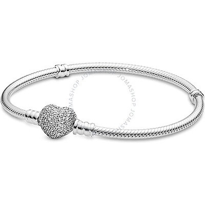 NEW Authentic PANDORA Rose Gold Sil CZ Pave Heart Clasp Charm Bracelet 586292CZ