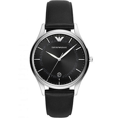 Emporio Armani Black Dial Black Leather Men's Watch AR1611 AR1611 ...