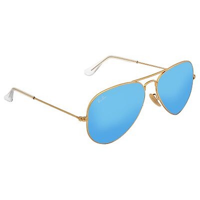 Ray-Ban Ray-Ban Aviator Gold Metal Frame Blue Mirror Crystal Lens 55mm ...