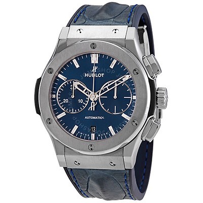 Hublot Classic Fusion Chronograph Black Carbon Fiber Dial Black Rubber ...