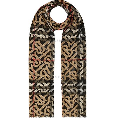 Burberry Silk check wool MU GIANT CHECK GAUZE public scarf 8015406 ...