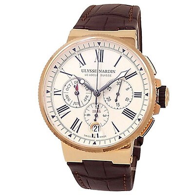 Ulysse Nardin Marine Automatic Chronograph Blue Dial 18kt Rose Gold Men ...