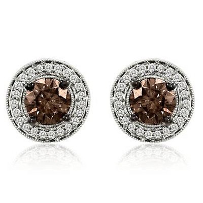 Le Vian Ladies 14k Gold Round Cut Brown Diamond Stud Earrings WIII 4   A