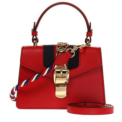 Gucci Leather Sylvie Small Shoulder Bag- Hibiscus Red 421882 CVLEG 8604 ...