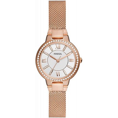 Fossil Georgia Silver Dial Rose Gold-tone Stainless Steel Ladies Watch ...