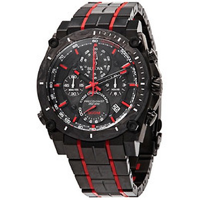 bulova precisionist men's 98b312 quartz chronograph black rubber strap watch