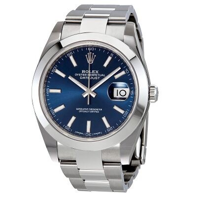 rolex datejust 41 blue dial stainless steel mens watch 126300blso