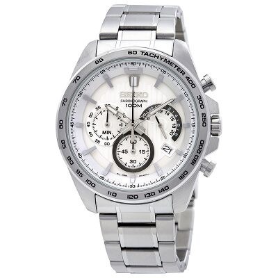 Seiko Chronograph White Dial Stainless Steel Men's Watch SSB025 SSB025 ...