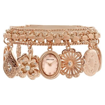 anne klein charm bracelet watch silver