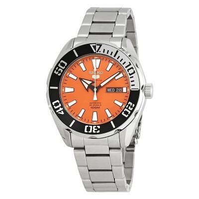 seiko diver automatic orange dial men's watch