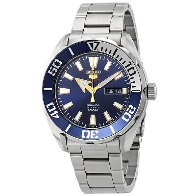 seiko diver automatic blue dial blue rubber mens watch srp605k2