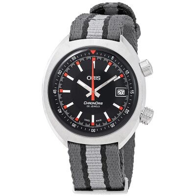 Oris Chronoris Automatic Black Dial Grey Textile Men S Watch 01 733 7737 4054 07 5 19 24 01 733 7737 4054 07 5 19 24 Watches Oris Jomashop