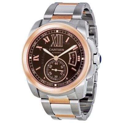 Cartier Calibre De Cartier 18kt Pink Gold Silver Dial Mechanical Men's