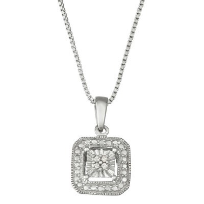 Amour Delmar 1/4 CT TW Diamond Cluster Halo Pendant with Chain in ...