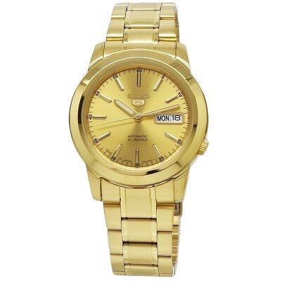 gold seiko 5 automatic 21 jewels
