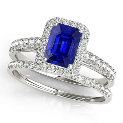 Maulijewels 14K Solid White Gold Halo Diamond Engagement Bridal Ring ...