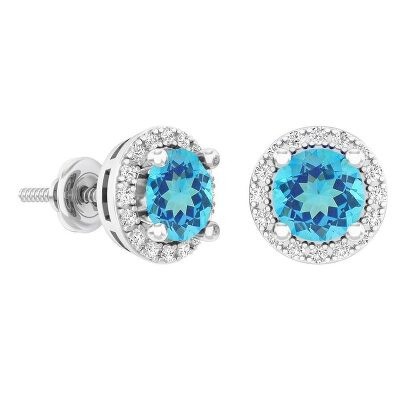 Dazzling Rock Dazzlingrock Collection 10K Oval Blue Topaz & Round White ...