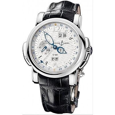 Ulysse Nardin GMT Perpetual White Guilloche Dial Leather Strap ...