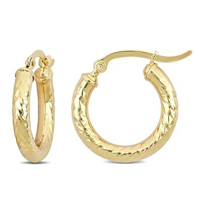 Amour 10K Yellow Gold Hoop Earrings JMS006141 - Ladies Jewelry, Amour ...
