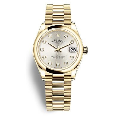 Rolex Datejust 31 Mother of Pearl Diamond Ladies 18kt Yellow Gold ...