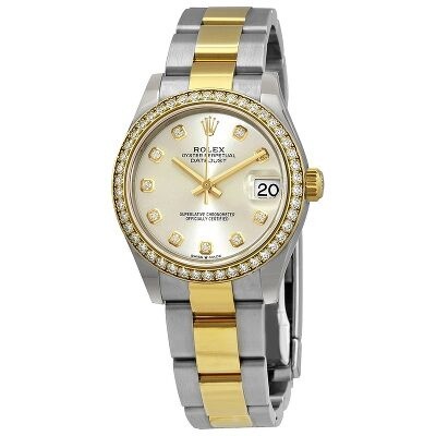 lady datejust 31 silver diamond dial steel and everose gold jubilee watch
