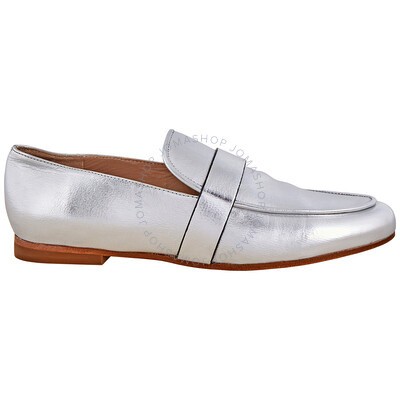 stuart weitzman silver loafers
