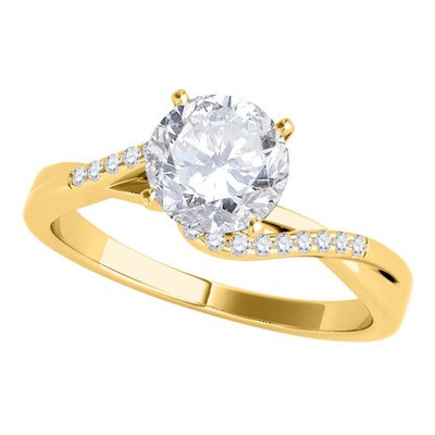 Maulijewels 0.50 Carat Halo Diamond Engagement Ring 14k Yellow Gold ...