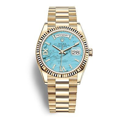 Rolex Day-Date 36 Turquoise Diamond Dial Automatic 18kt Yellow Gold ...
