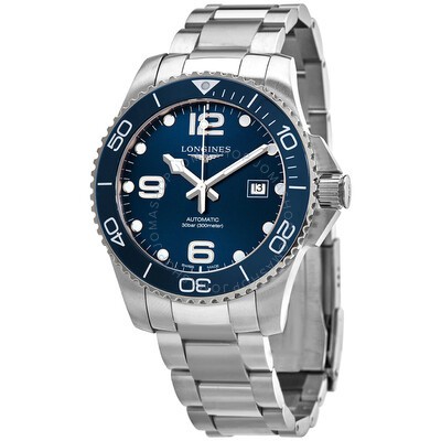 Longines Hydro Conquest Blue and Orange Dial Blue Bezel Stainless Steel ...