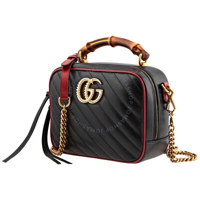 gucci logo plaque bamboo handle shoulder bag