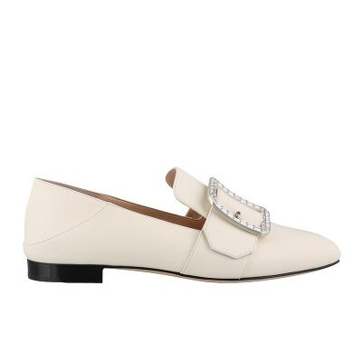 Bally White Janelle Metallic Loafers, Brand Size 37.5 (US Size 7 ...