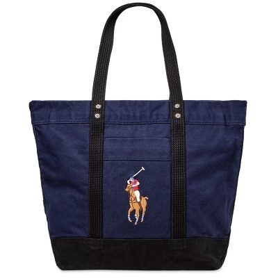 Polo Ralph Lauren Big Pony Canvas Tote in Natural/Navy