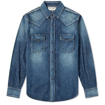 Saint Laurent Men's Ocean Blue Jacket Denim, Brand Size Small 527506 ...