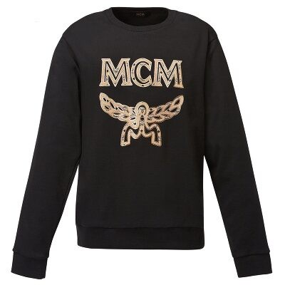 Mcm Ladies Black Embroidered Logo Sweatshirt, Brand Size Large ...