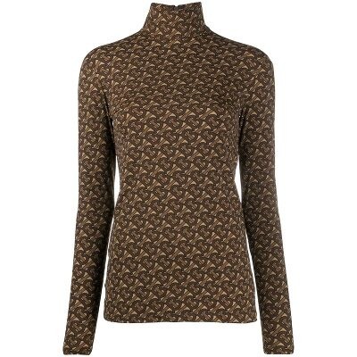 Burberry Monogram Print Silk Blouse in Bridle Brown 8024100 - Apparel ...